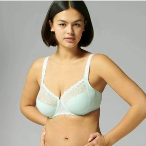 Simone Perele Bra Delice Full Cup Sea Green 32F 34E Feminine Embroidery New